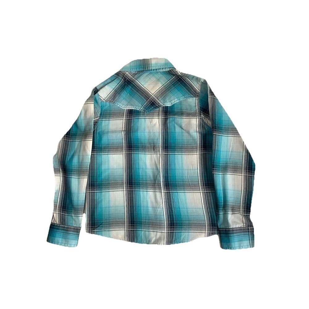 Cumberland Outfitters Bling Pearl Snap Blue Plaid Plaid Long Western Girls - Picture 2 of 5
